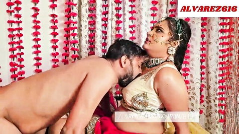 Nandini and Indian bride in steamy wedding embrace, hardcore passion