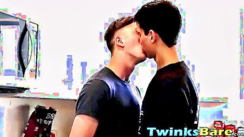 Justin Cross passionately kissing tattooed twinks partner