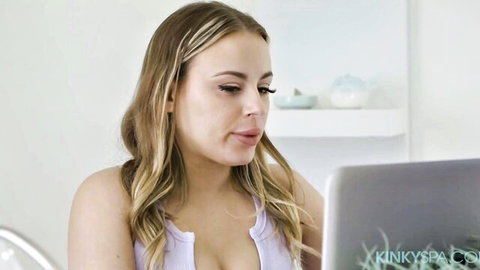 Anna Claire Clouds in revealing tank top during kinky spa session with Nicole Doshi