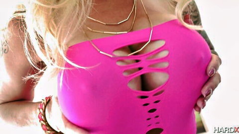 Ryan Conner blonde MILF big tits in sexy pink cutout top