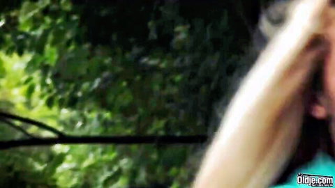 Briana Bounce bent over outdoors, stepdad gripping her as she cums
