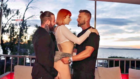 Dolly Dyson redhead in intimate MMF threesome embrace