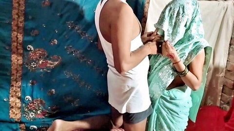 Indian stepsis in saree intimately touching stepbro, preview to cumshot and anal creampie