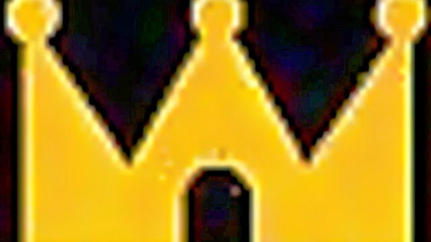 Vibrant yellow crown emblem with black outlines and gem details