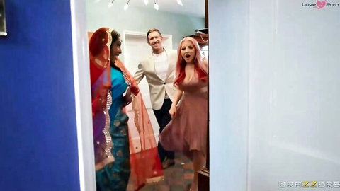 Horny Indian MILF in saree cheats on husband with huge creampie threesome