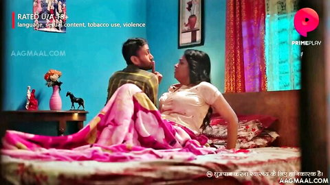 Hot Indian babe in saree shows big tits in intimate embrace