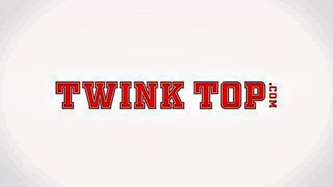 Twink Top gay porn logo in bold red outlined text on gray background