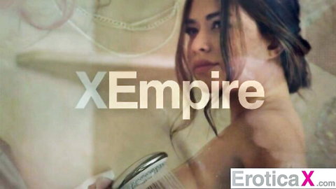 Scarlett Alexis seductive shower tease with brush, wet hair and necklace