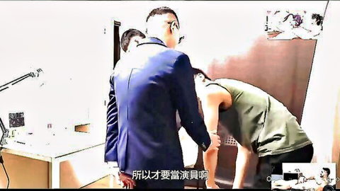 Asian man in suit barebacking tattooed guy during sensual interview