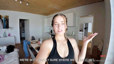 Hermione Potter teases in Vienna VLOG Part 2 apartment scene before public POV blowjob
