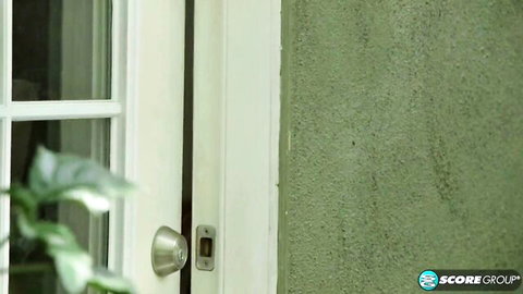 Lily at the door for intense scene with Donnie Rock's thick cock creampie
