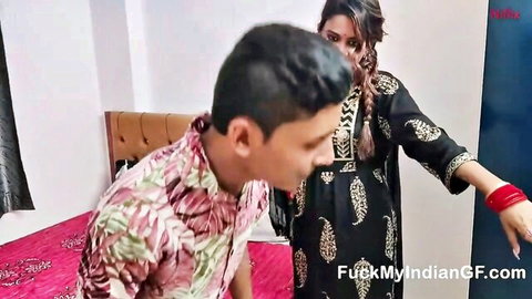 Desi step-sister in embroidered dress teases step-brother intimately
