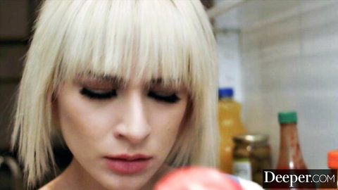 Blonde babe with small tits teases deep throat style, Manuel Ferrara scene