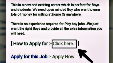 Scam ad for playboy jobs targeting boys and students to earn money from home