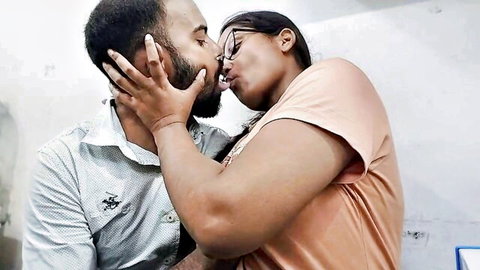 Black stepdad passionately kisses Indian stepdaughter, leading to handjob and facial