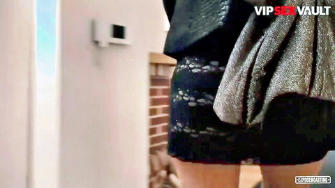 Skinny fair brunette with small ass bent over door getting pussy fucked doggy style in rough casting