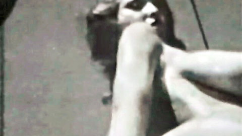 Vintage retro nude woman with huge saggy tits and thick ass in steamy erotic shower pose