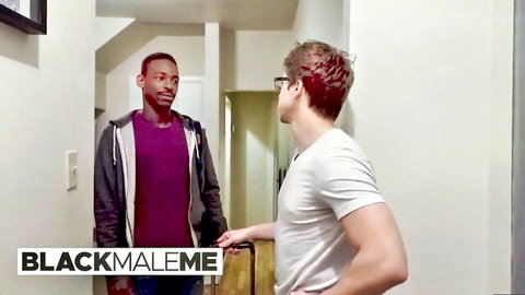 Will Braun chats with black stud in hallway before hot threesome action