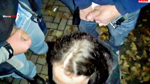 Outdoor POV group domination by big tits MILF domina in park parking lot