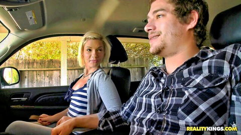 Xander Corvus and blonde Lola in intimate car chat