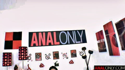 Anal only porn studio set with bold red ANAL ONLY banners and analonly.com logo