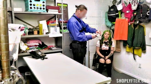 Aveena Axel in Shoplyfter: sassy student with green hair flaunts curves and tits