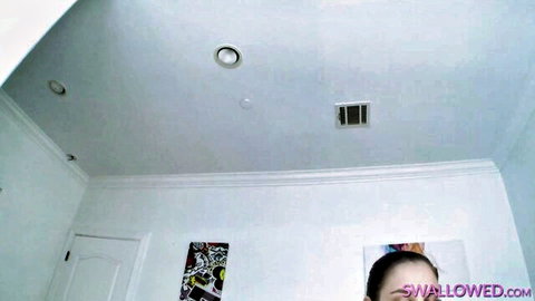 Bobbi Dylan face stuffed with cocks, swallows cum eagerly