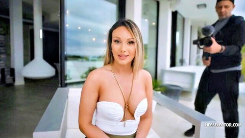 Amalia Davis in skimpy white top on Shameless Dating Show POV