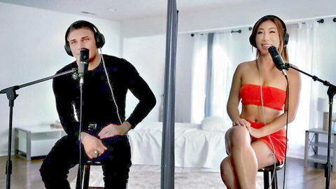 Nicole Doshi in red mini dress seduces guy on video call