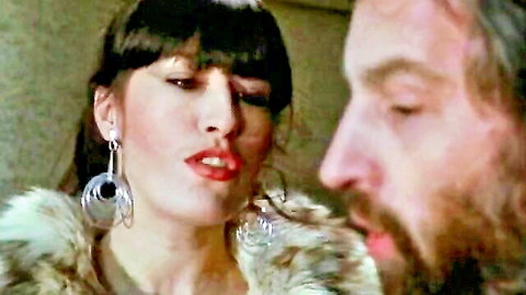 Vintage 1982 hotwife in lingerie seduces CFNM lover close-up