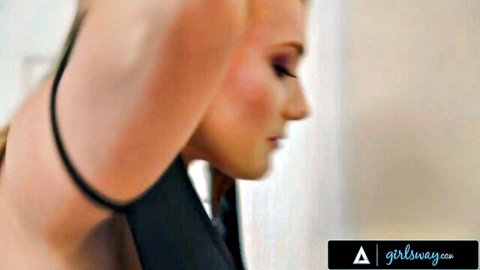 Cadence Lux in black top dominating AJ Applegate, lesbian tease