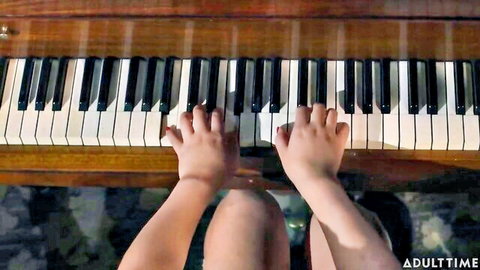 Scarlett Alexis and Chanel Camryn in seductive piano play, busty lesbians tease
