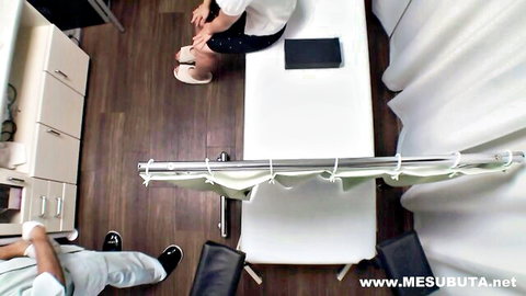 Japanese doctor gropes young babe's thigh in steamy clinic exam