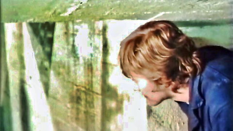 Vintage redhead French housewife peeking in blue top, 1975 classic porn thumbnail