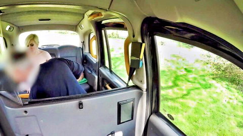Blonde Daisy Delicious in taxi POV, tiny tits teased and fucked