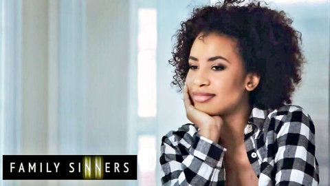 Demi Sutra seductive smile in checkered shirt - Family Sinners