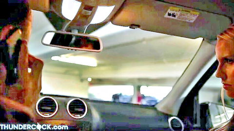Vanessa Cage blonde MILF in car, cheating tease with debt collector