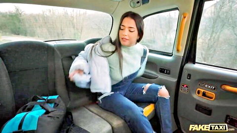 Sultry Latina in taxi, craving hard pounding after night out