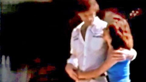 Redhead couple passionately hugging in tight embrace foreplay tease