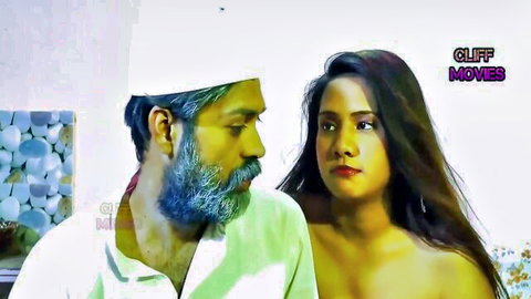 Indian teen Noor Ki Noori topless in steamy missionary tease with older man