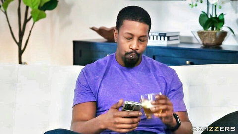 Isiah Maxwell relaxes with whiskey and phone before wild DP with Abigaiil Morris