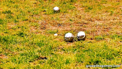 Sabrina Rose in outdoor balls game leading to strap-on party