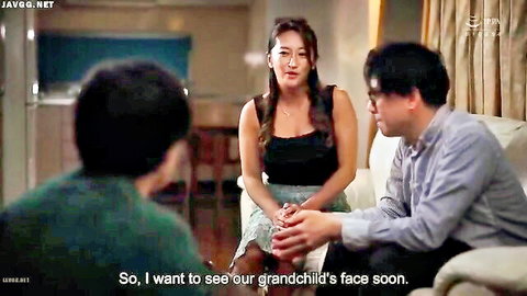 Asian MILF in black top and skirt chats intimately about future grandchild