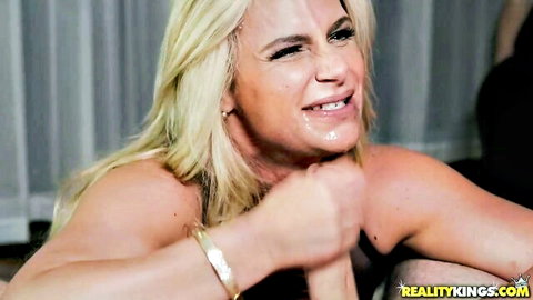 Phoenix Marie blonde MILF in explicit threesome with cum on face