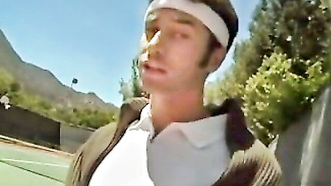 James Deen in tennis gear on court with Jenna Haze anal sex scene