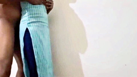 Desi teen in teal slit dress embraced by naked man, anal virginity scene