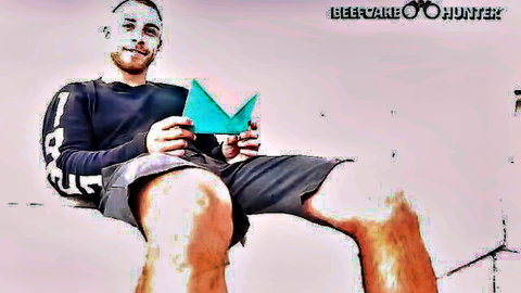Athletic Caucasian man in casual wear reading confessions, teasing amateur blowjob, anal & handjob