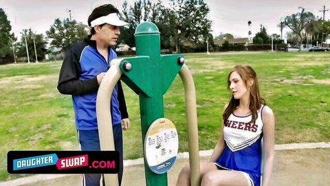 Stepdad swaps innocent cheerleader teen daughter at park playground