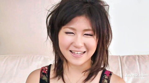 Busty Asian Kyouka Mizusawa smiling in floral sleeveless top, Jav HD