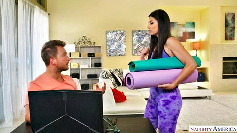 India Summer holding yoga mats as hot friend's wife in teasing scene